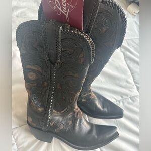 Lucchese Black and Brown Western Boots